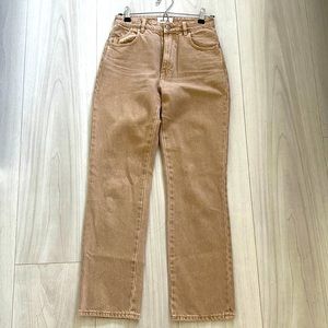 Rollas Original High Rise Straight Jeans in Natural Tan. Size 25, like new!